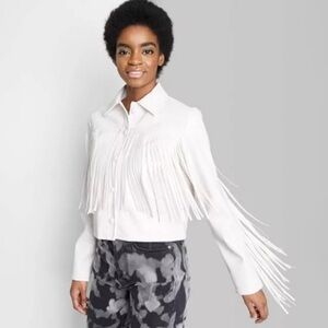 Wild Fable White Fringe Jacket Size S